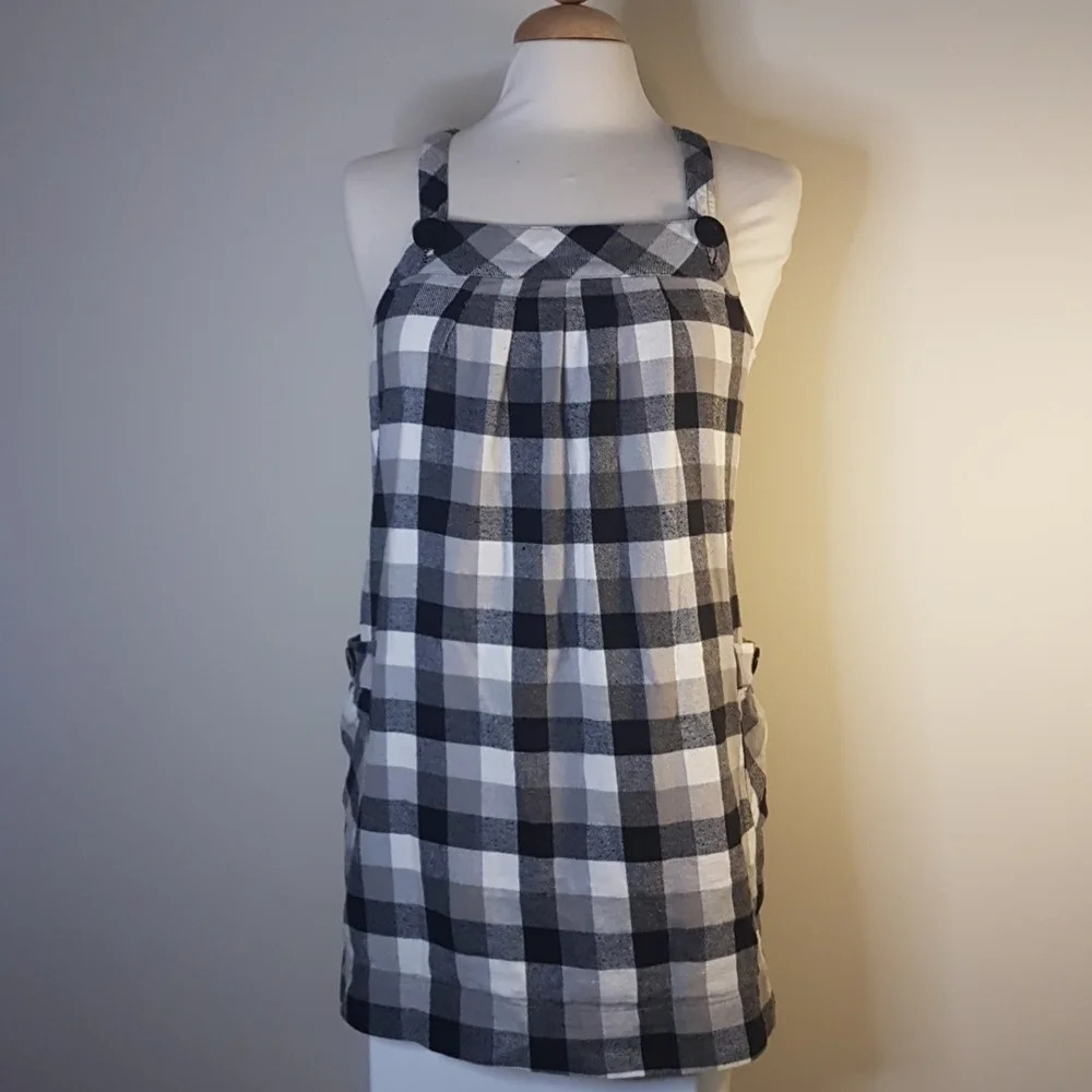 Mavi jeans flannel gingham mini pinafore dress